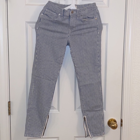 blue white striped jeans